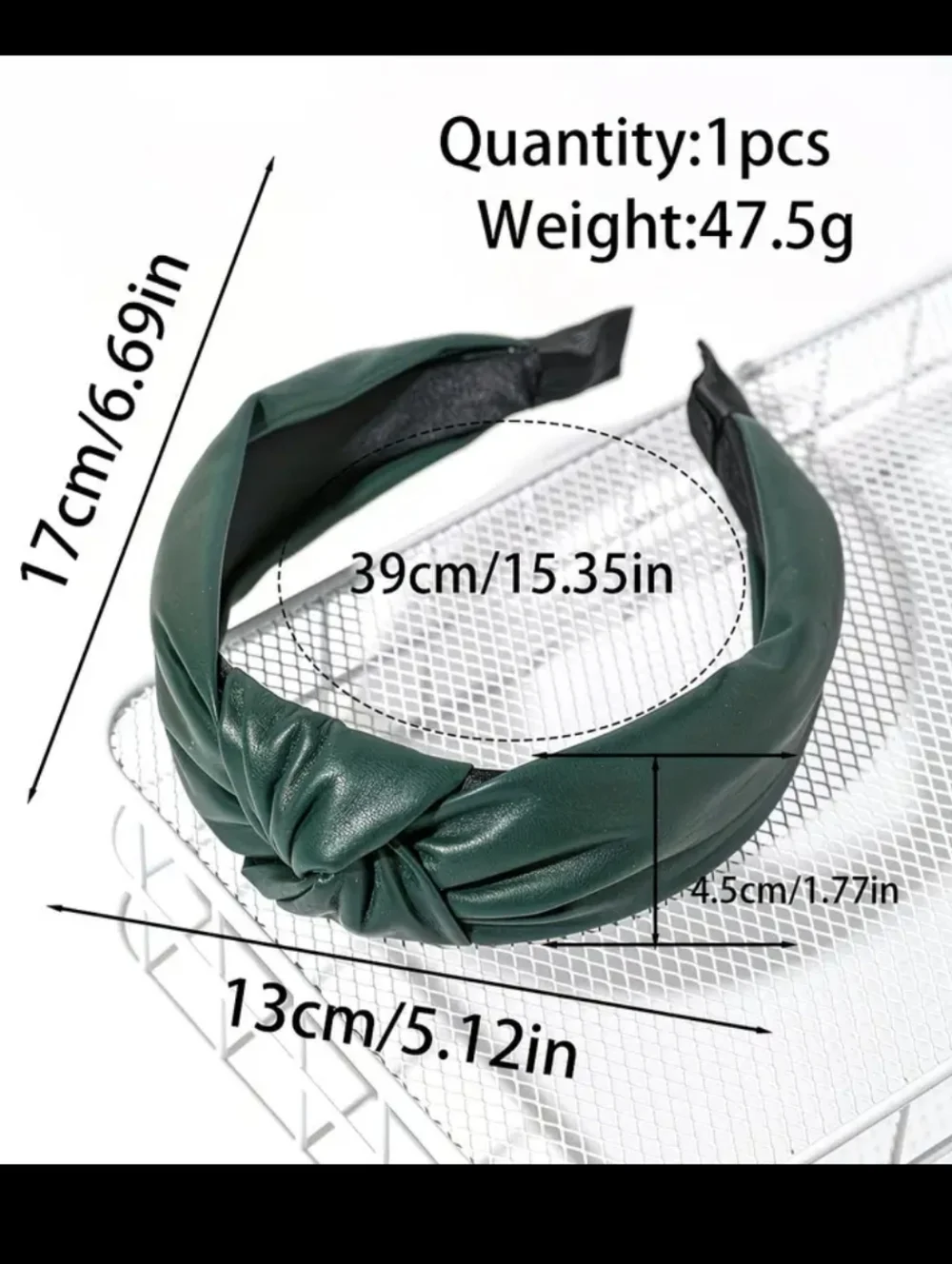 Dark Green Knotted Faux Leather Headband